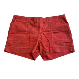Nike Red Coral Cotton Stretch Shorts Women’s L Drawstring Athletic